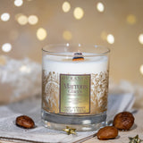 Duftkerze Holzdocht - Geeiste Maronen - 280g mit Windlichteffekt