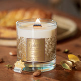 Duftkerze Holzdocht Drei Königskuchen 280g mit Windlichteffekt