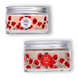 Set zum Vorteilspreis Samtige Körpercreme + Körperpeeling Granité Schöne Mohnblume