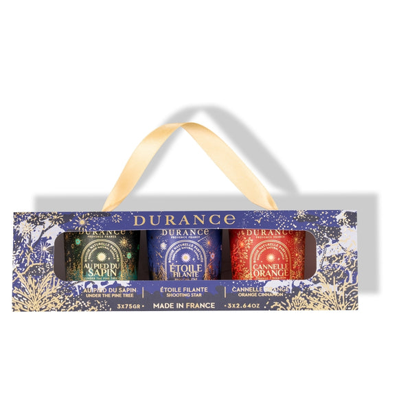 Geschenkbox, 3x 75g Kerzen 2025 Am Tannenbaum, Sternschnuppe, Zimt-Orange