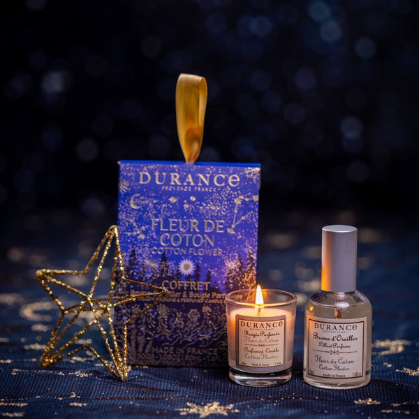 Geschenkset Noel Kopfkissenspray & Mini-Duftkerze 2025 Baumwollblüte