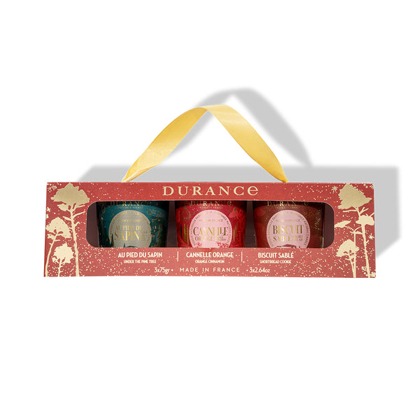 Weihnachtliche Geschenkbox - 3x 75g Duftkerzen